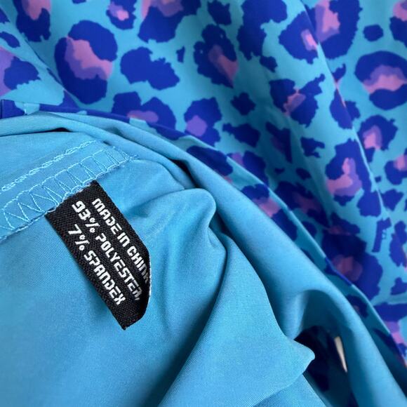 Retro Rifle Shirt Mens Medium Blue Leopard Short Sleeve Button Up Stretch NWT - Picture 14 of 14